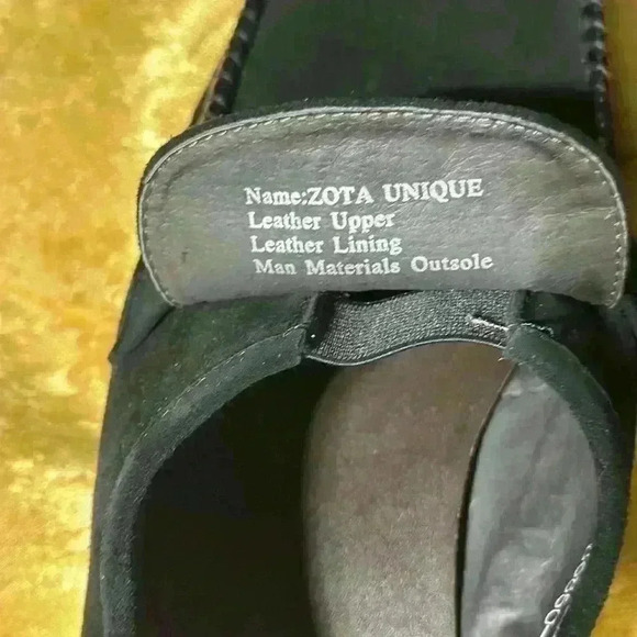 Zota Unique Men's Size 8 Suede Dress Shoes Black Slip-ons Preowned - Picture 5 of 11